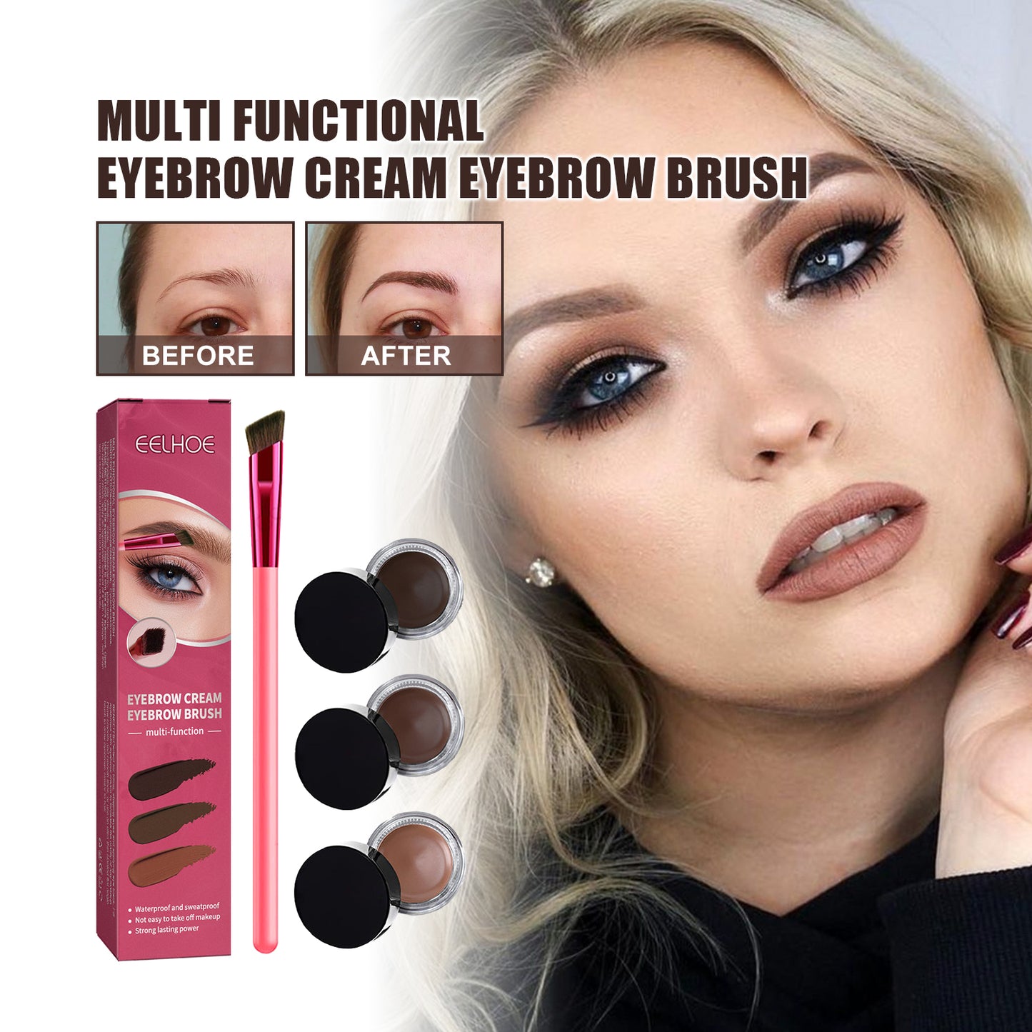 Multi-functional Eyebrow Cream & Brush Kit